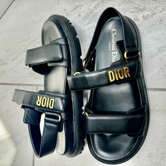 Authentic Christian Dior Women's DiorAct Black Lambskin Sandals - Picture 12 of 16